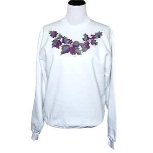 Vintage Sweatshirt Hand Painted Wine Grapes